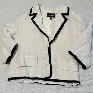 Steve Madden Women's Cream Button Down with Black Trim